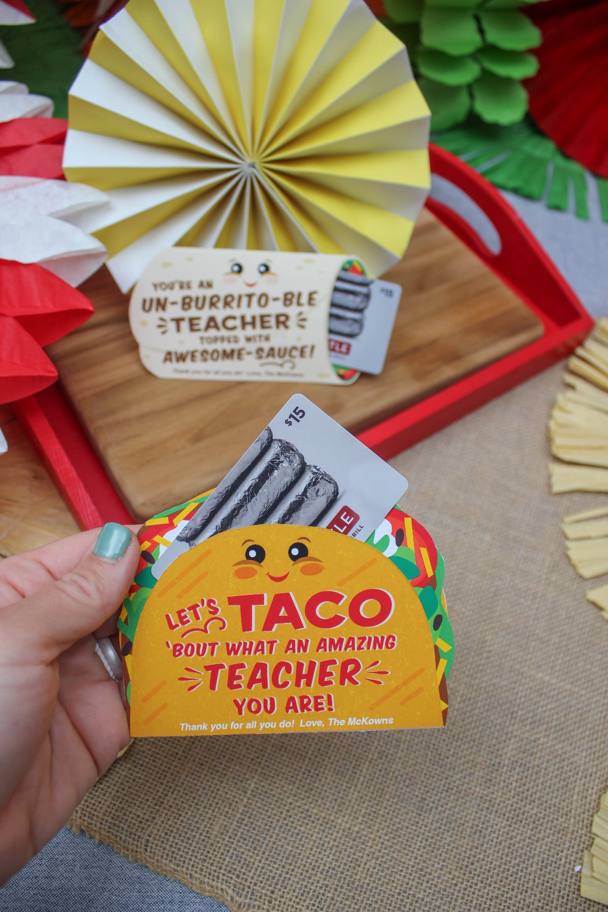 Taco and Burrito Teacher Gift Card Holders