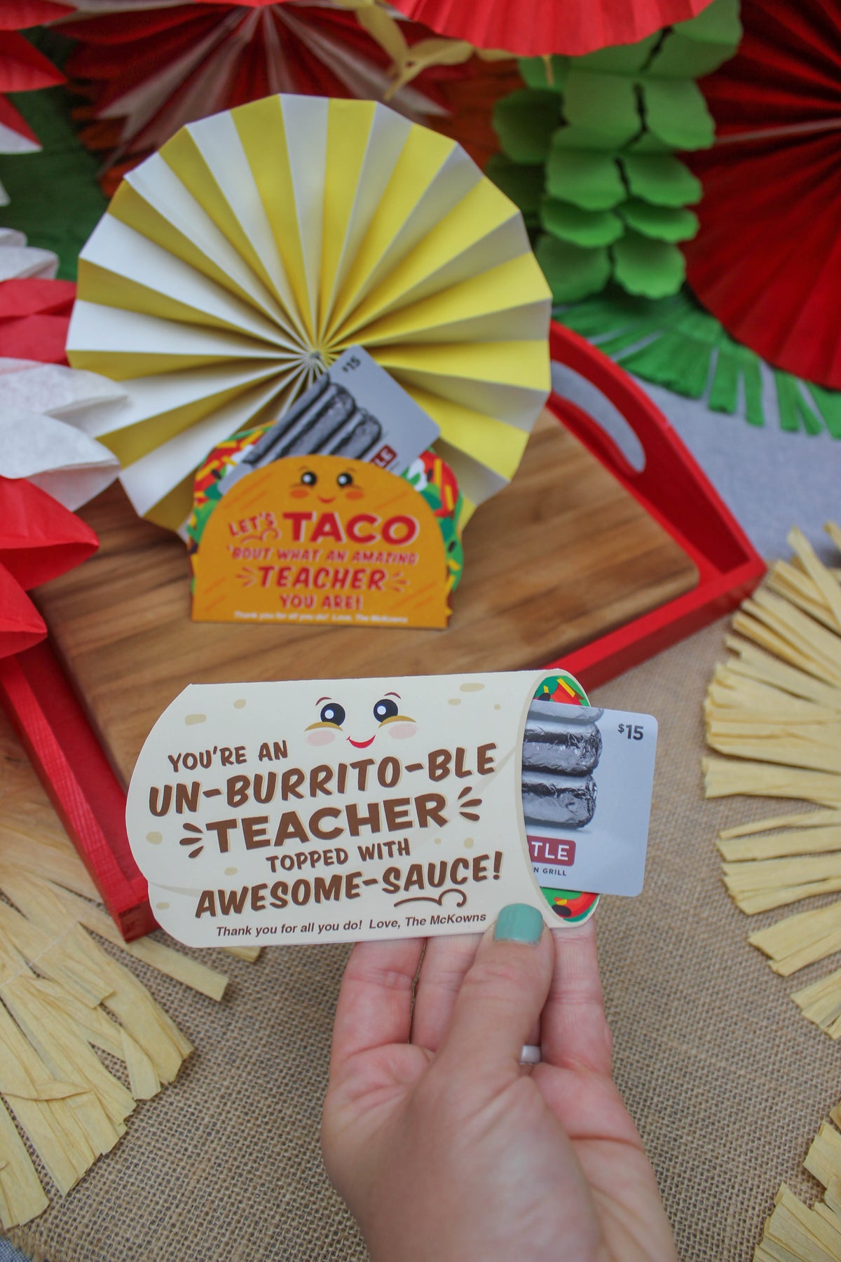 Taco and Burrito Teacher Gift Card Holders