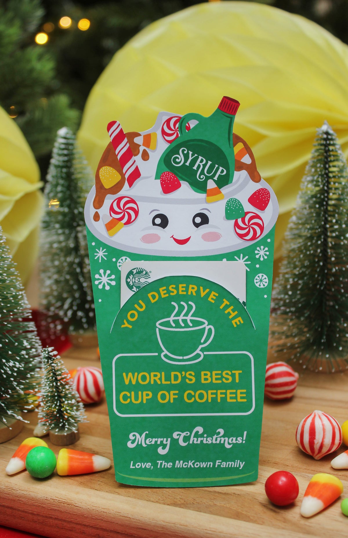 “World's Best Cup of Coffee” Christmas Coffee Gift Card Holder