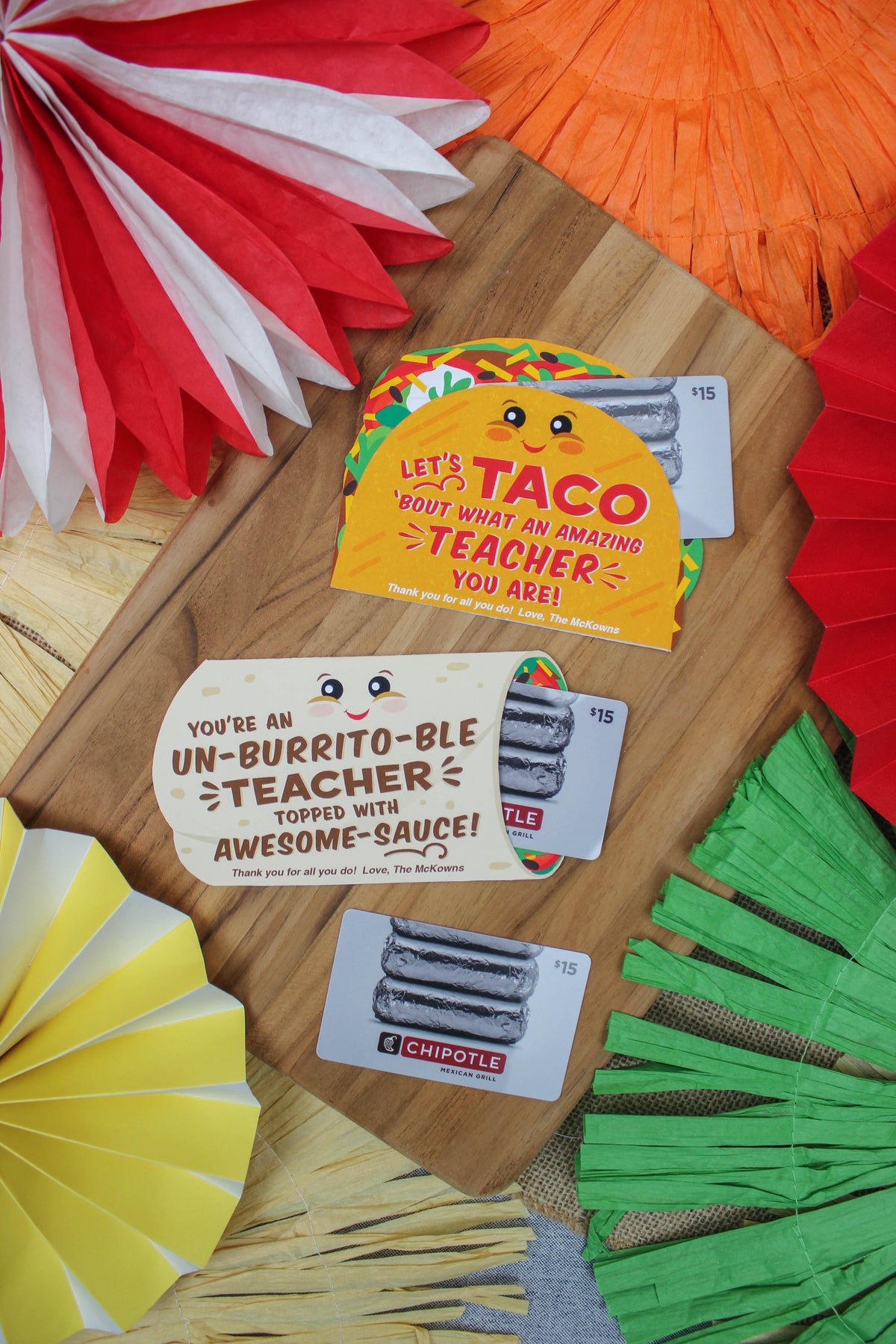 Taco and Burrito Teacher Gift Card Holders