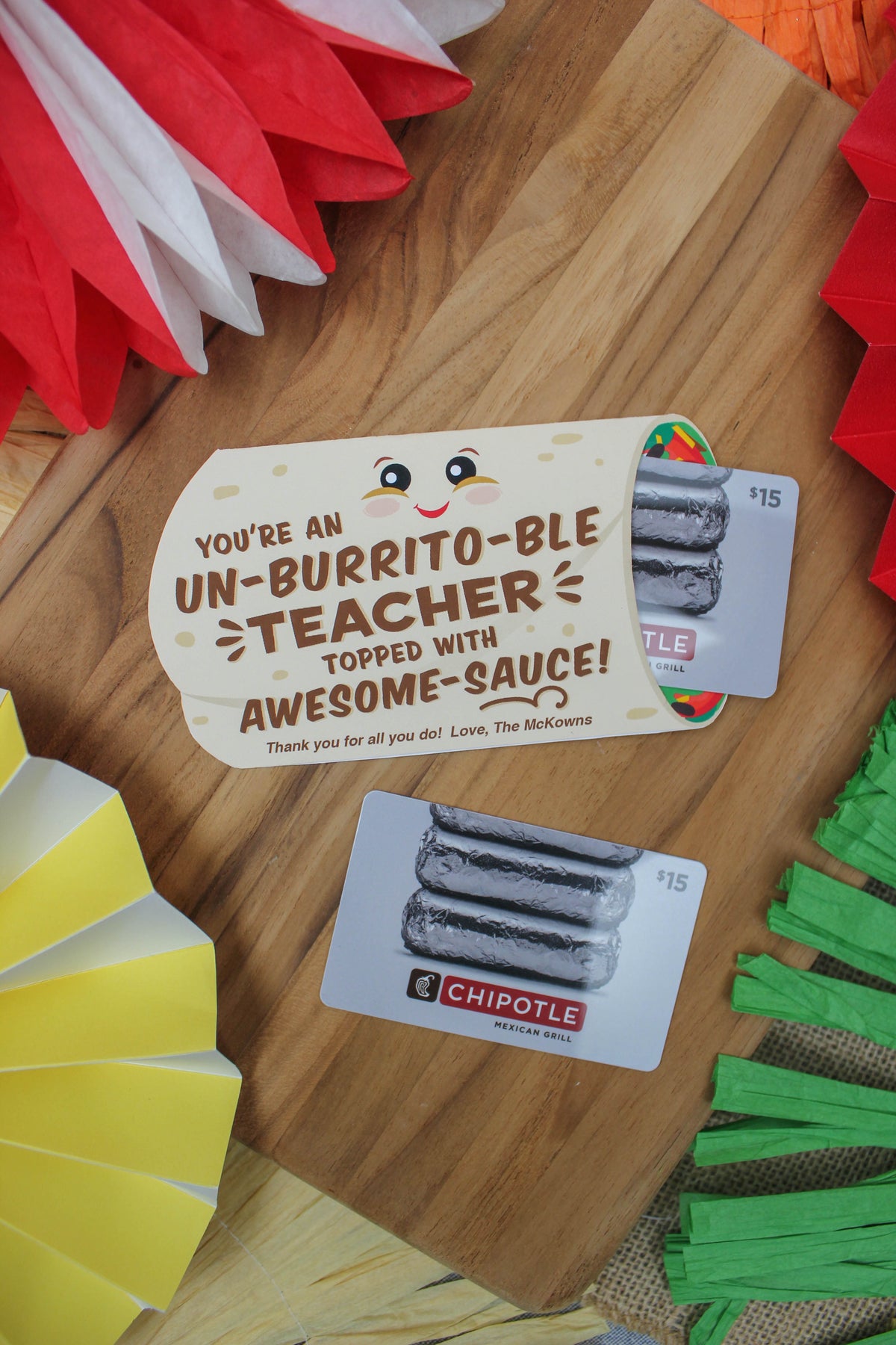 Taco and Burrito Teacher Gift Card Holders