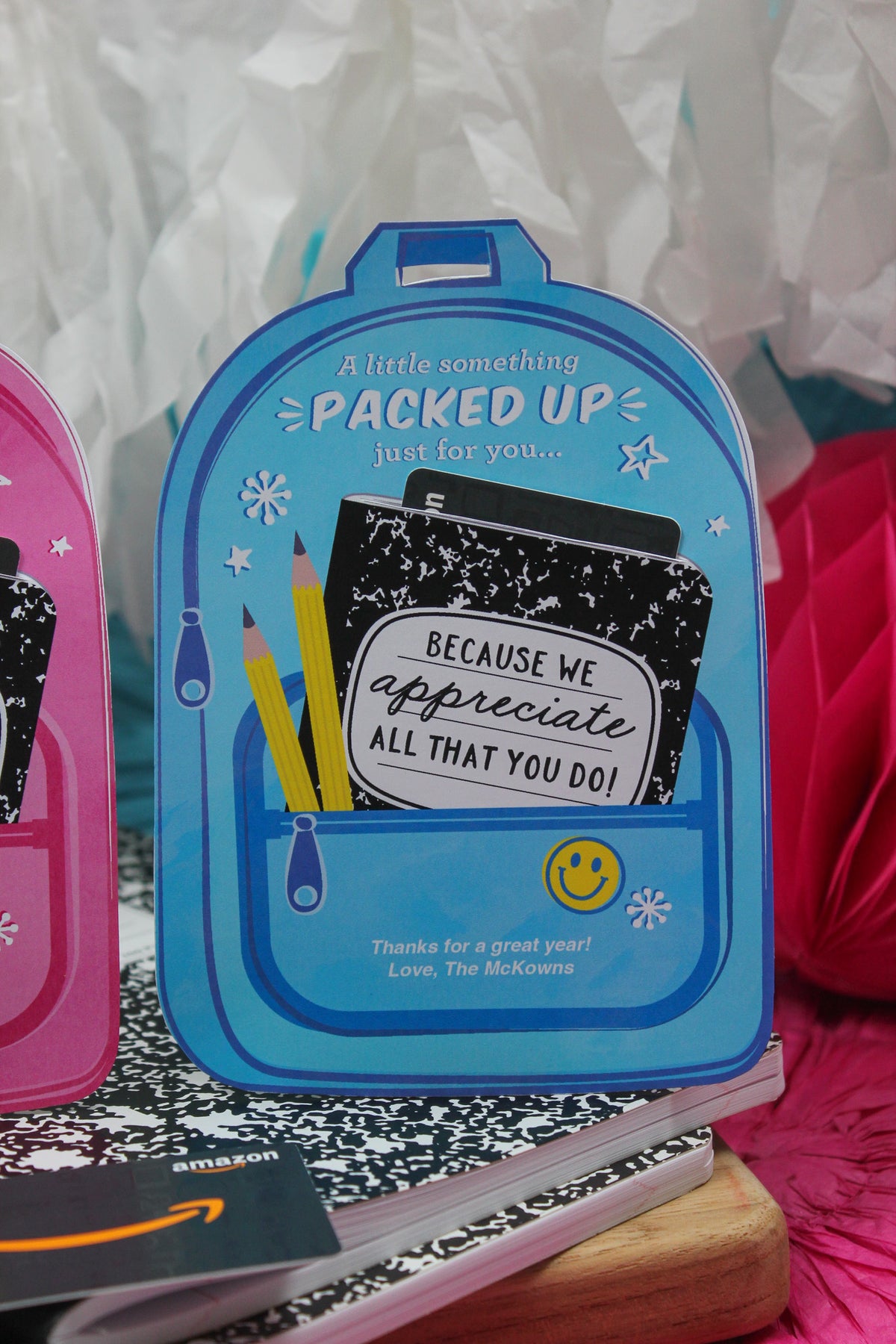 Teacher Appreciation Backpack Gift Card Holder