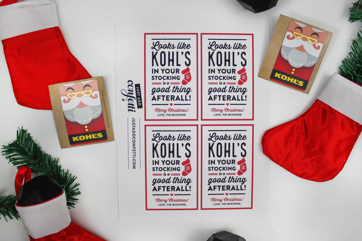 “Kohl's in your Stocking” Christmas Gift Card Tag