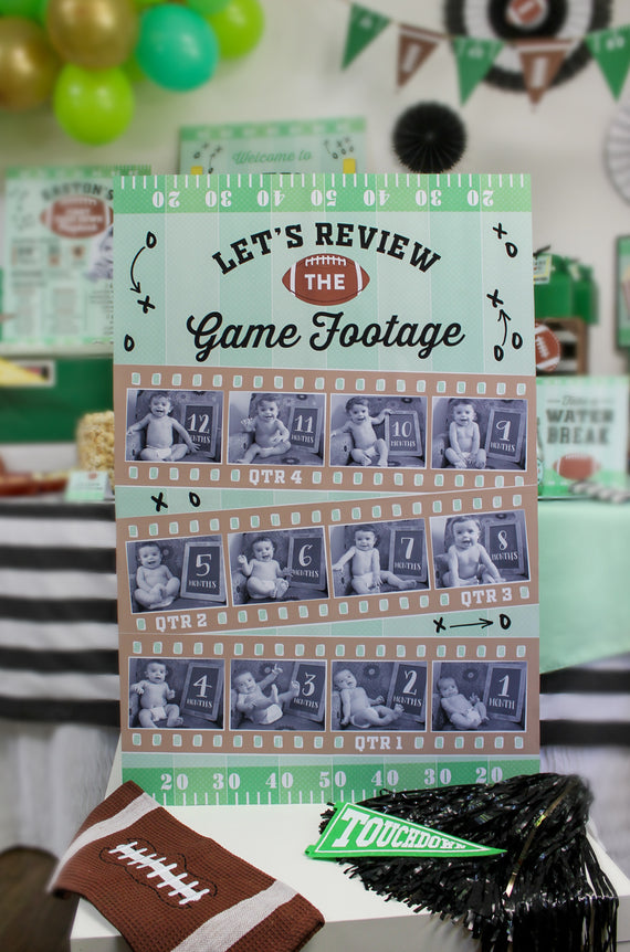 Football 1st Birthday Photo Poster: 12 Month Picture Display