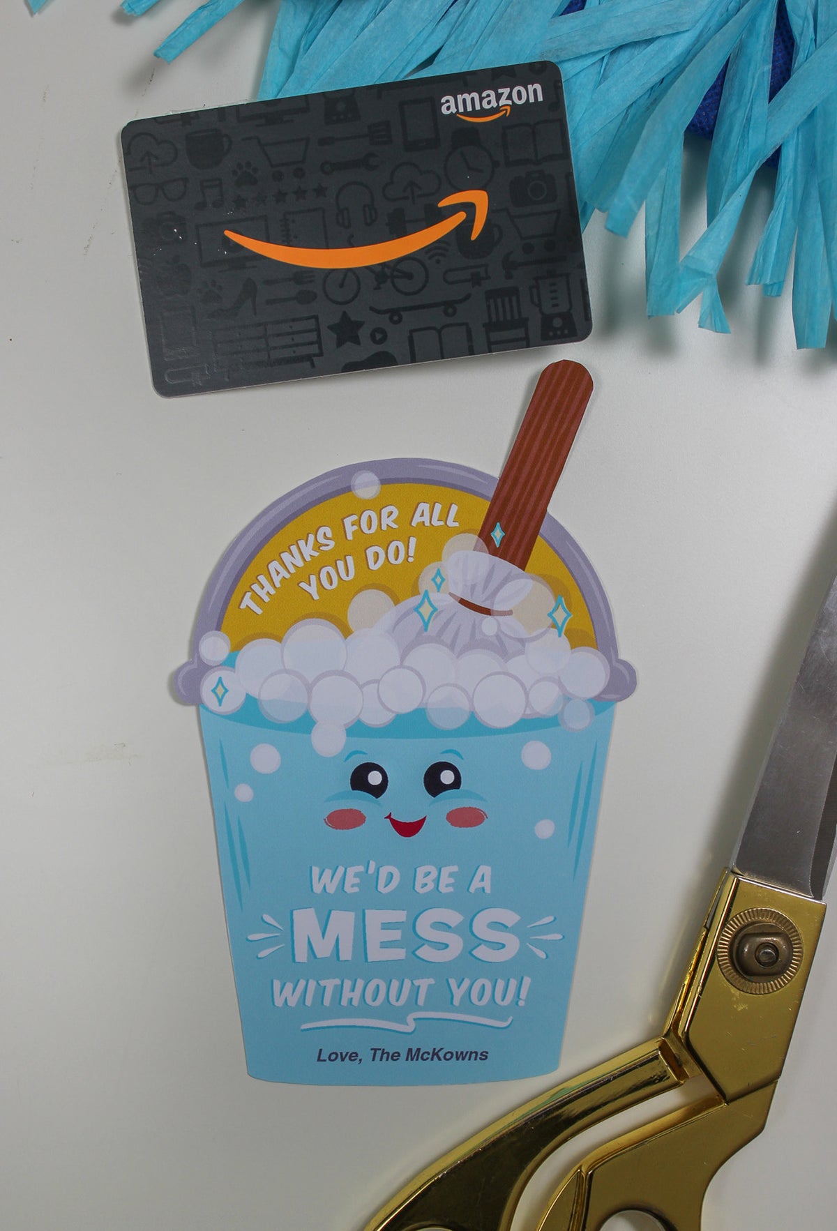 Bucket and Mop Gift Card Holder