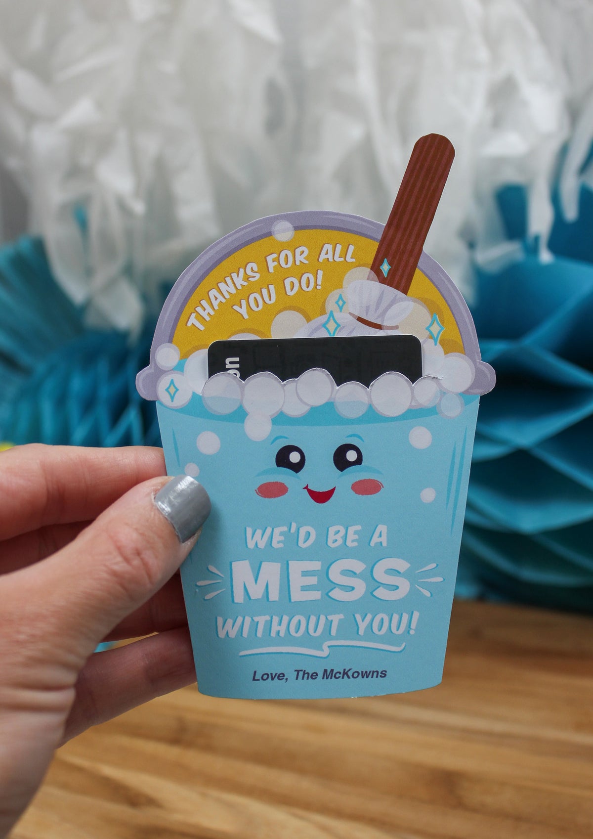 Bucket and Mop Gift Card Holder