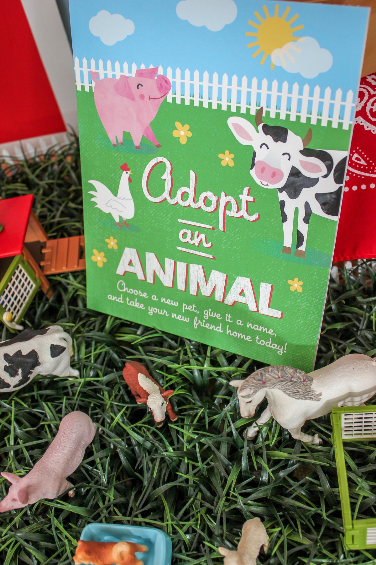 Farm Party Animal Adoption Sign and Certificate