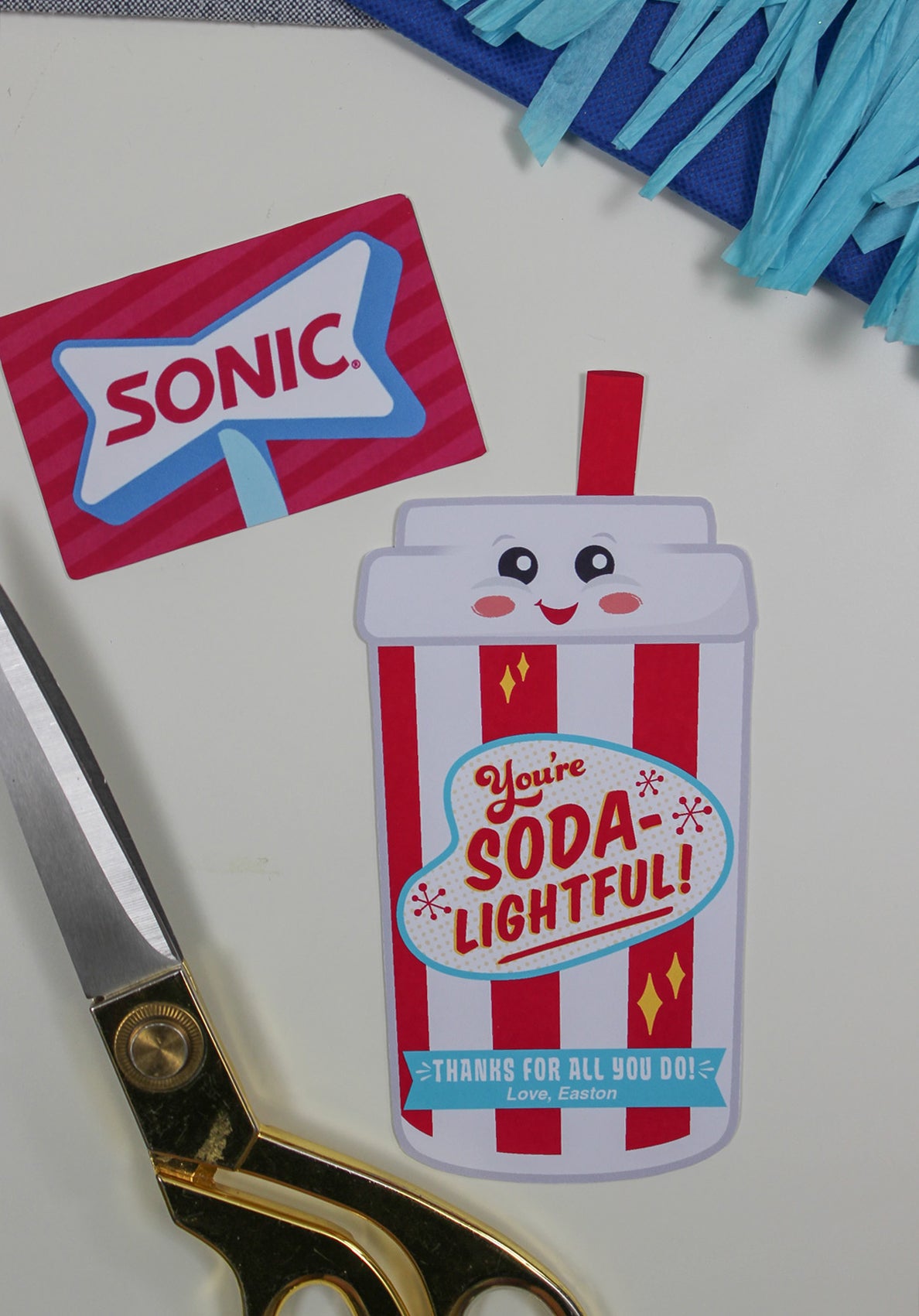Soda Thank You Gift Card Holder