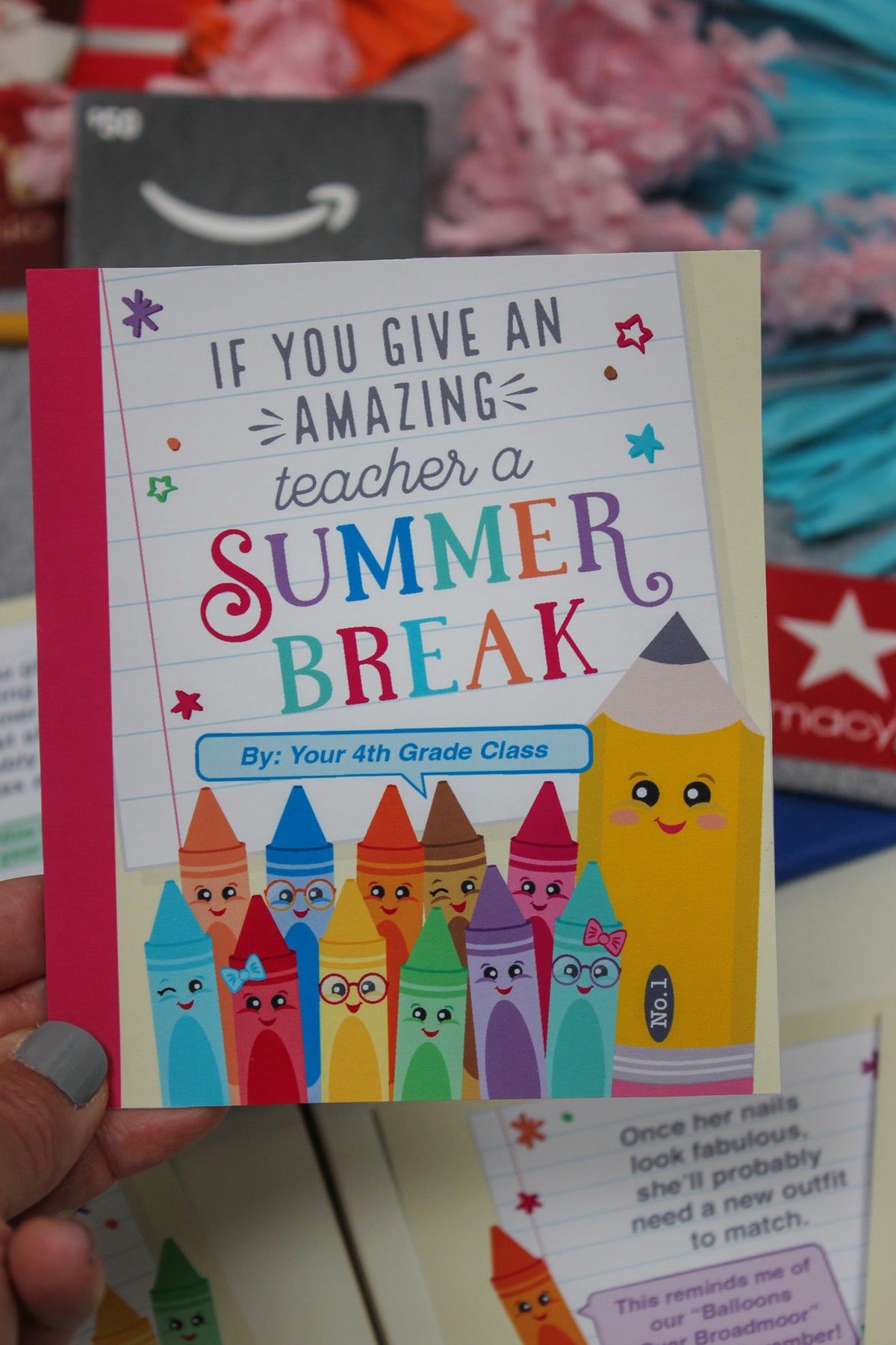 End of the Year Teacher Gift Card Book