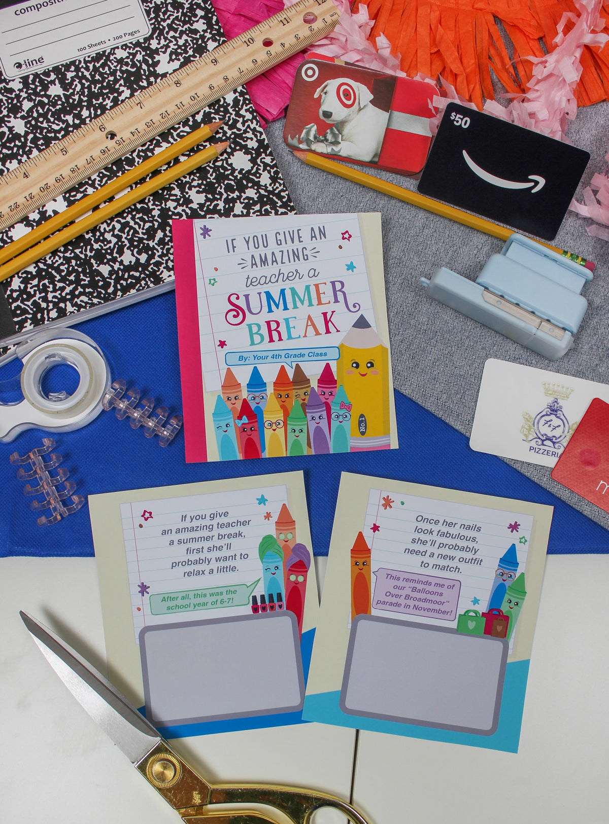 End of the Year Teacher Gift Card Book