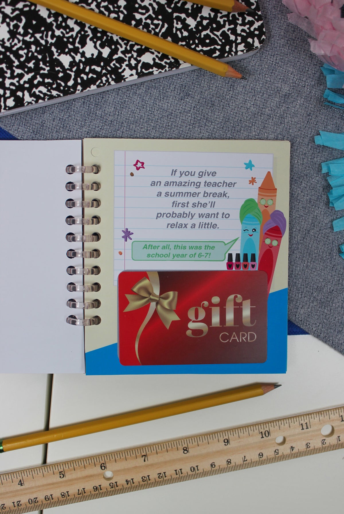 End of the Year Teacher Gift Card Book