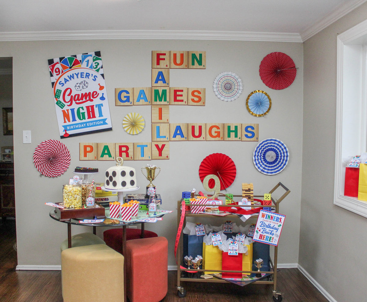 Game Night Party Letter Tile Backdrop