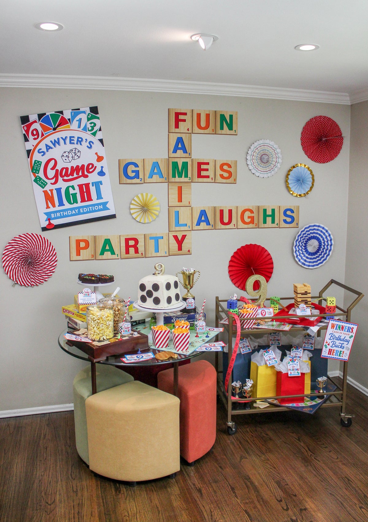 Game Night Party Letter Tile Backdrop