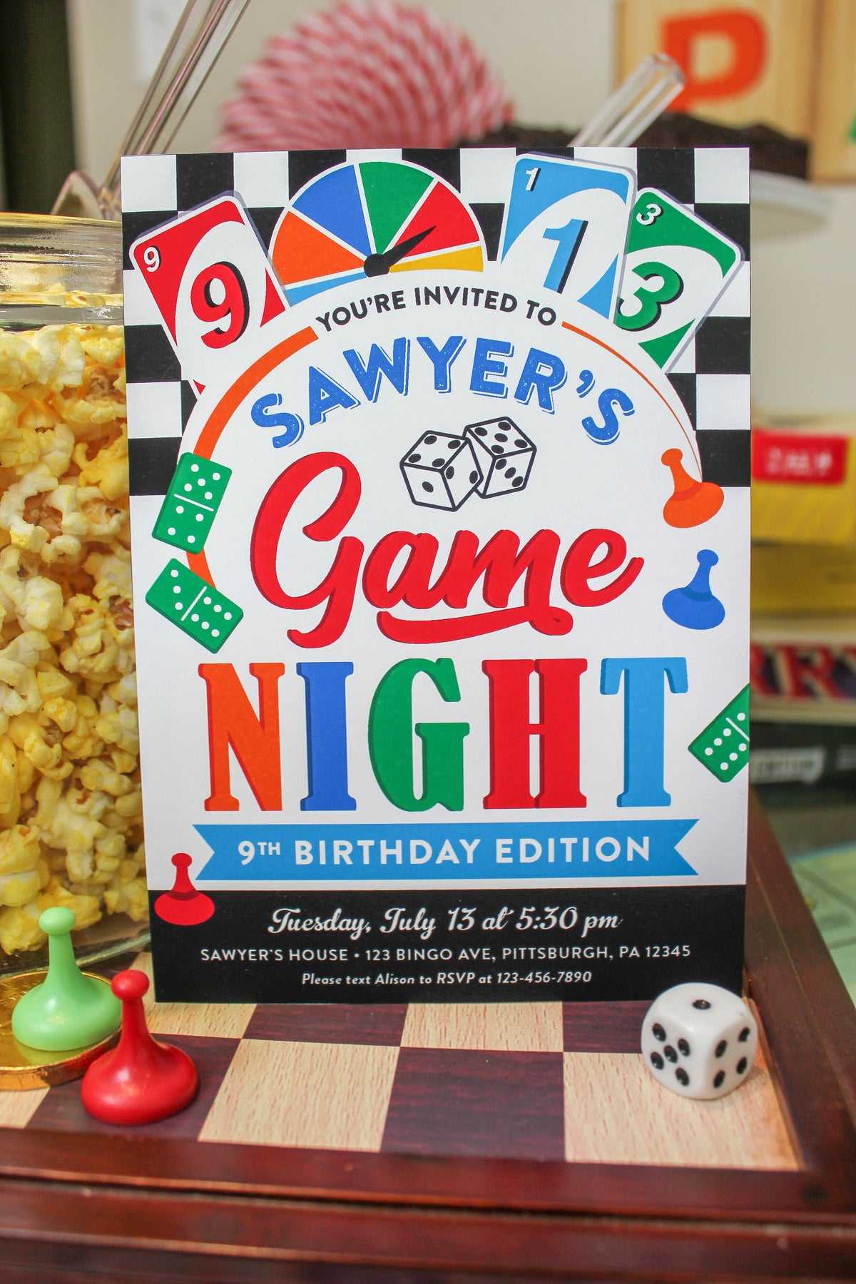 Game Night Birthday Party Invitation