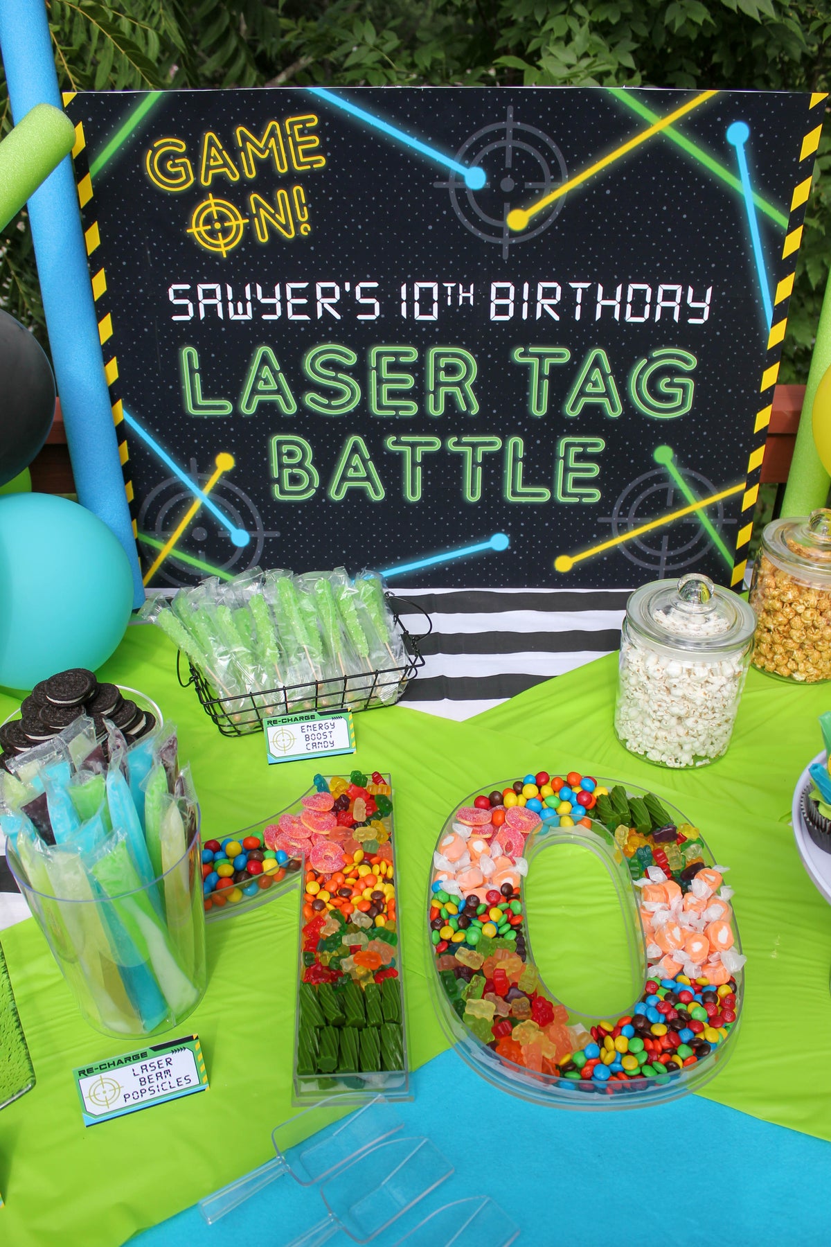 Laser Tag Party Backdrop Sign