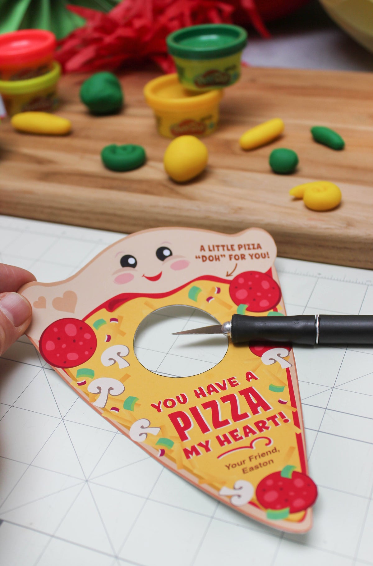 Pizza PlayDoh Kids Valentine