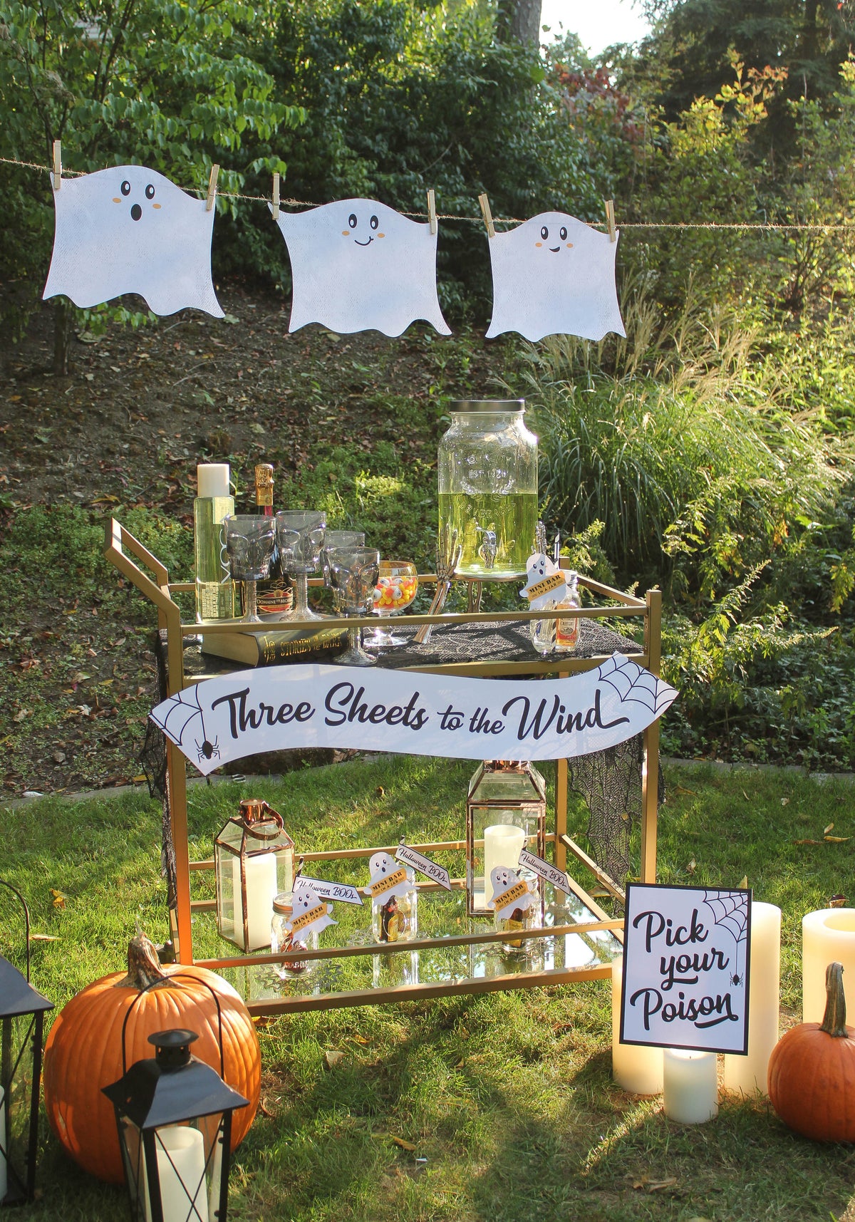 “Three Sheets to the Wind” Halloween Bar Cart Decor Pack