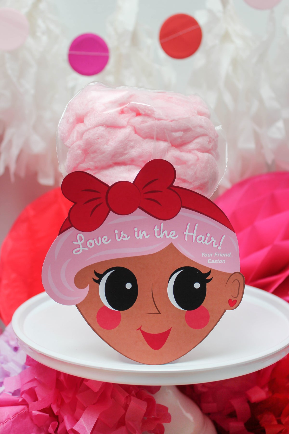 “Love is in the Hair” Cotton Candy Kids Valentine