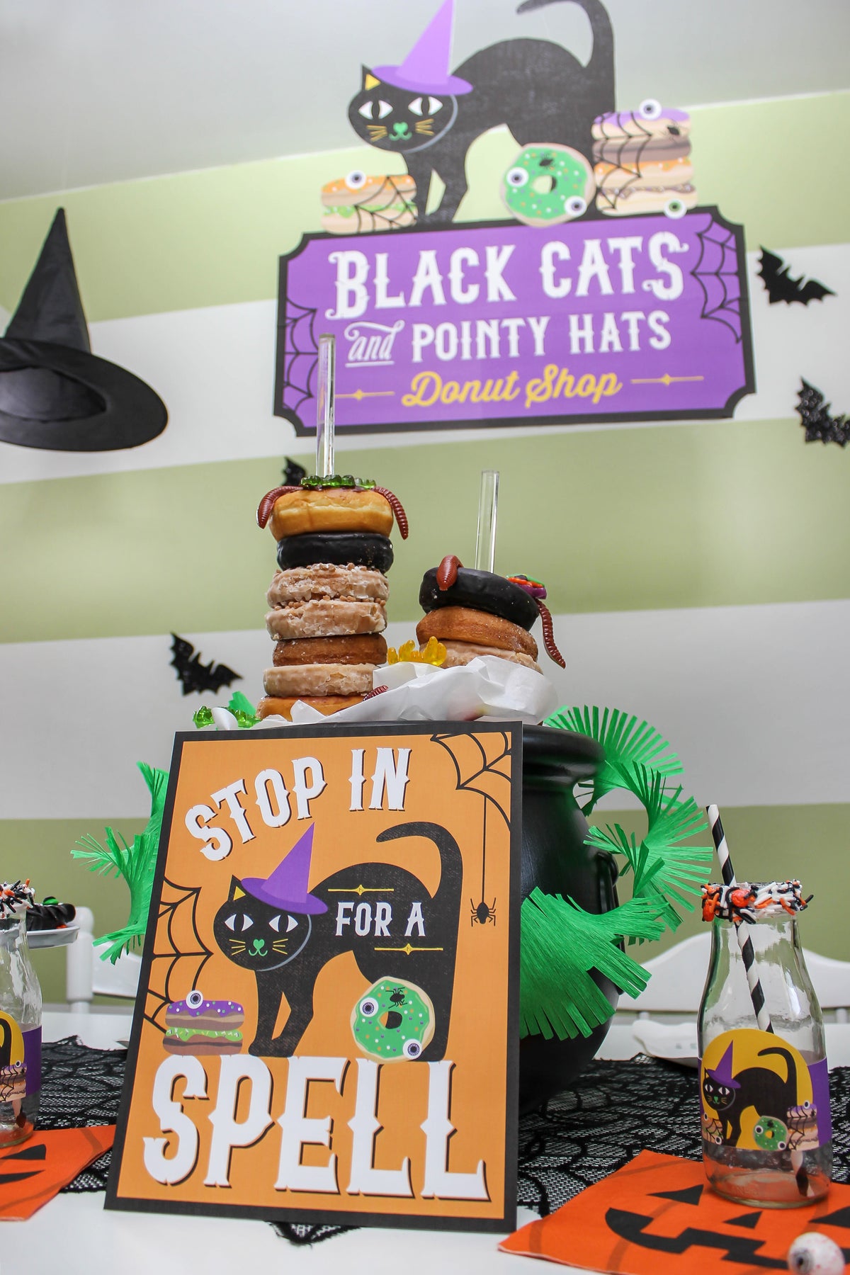 Black Cats and Pointy Hats Halloween Donut Shop Party