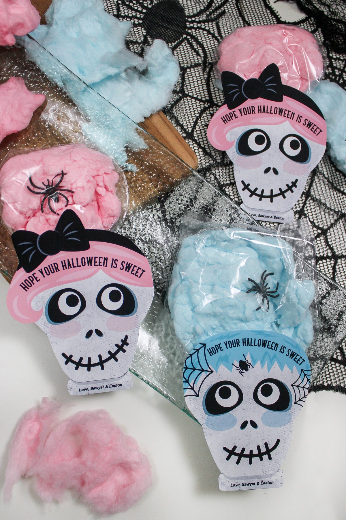 Cotton Candy Skeleton Halloween Treats