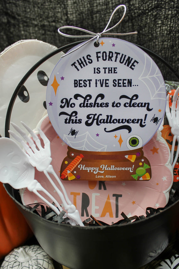 "No Dishes to Clean this Halloween" Paper Plate Halloween Gift