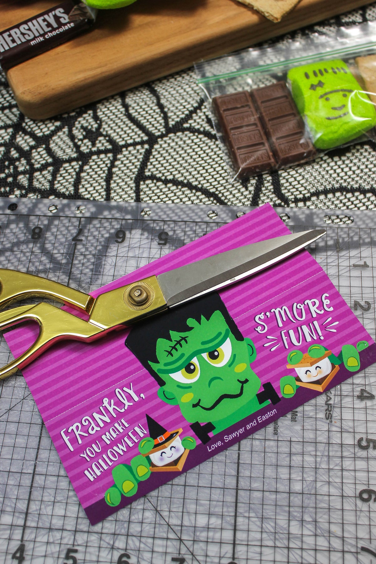 Frankenstein S'mores Halloween Treat Bag Topper