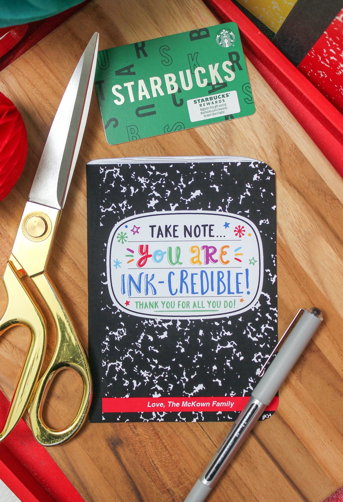 Notebook and Pen Gift Card Holder