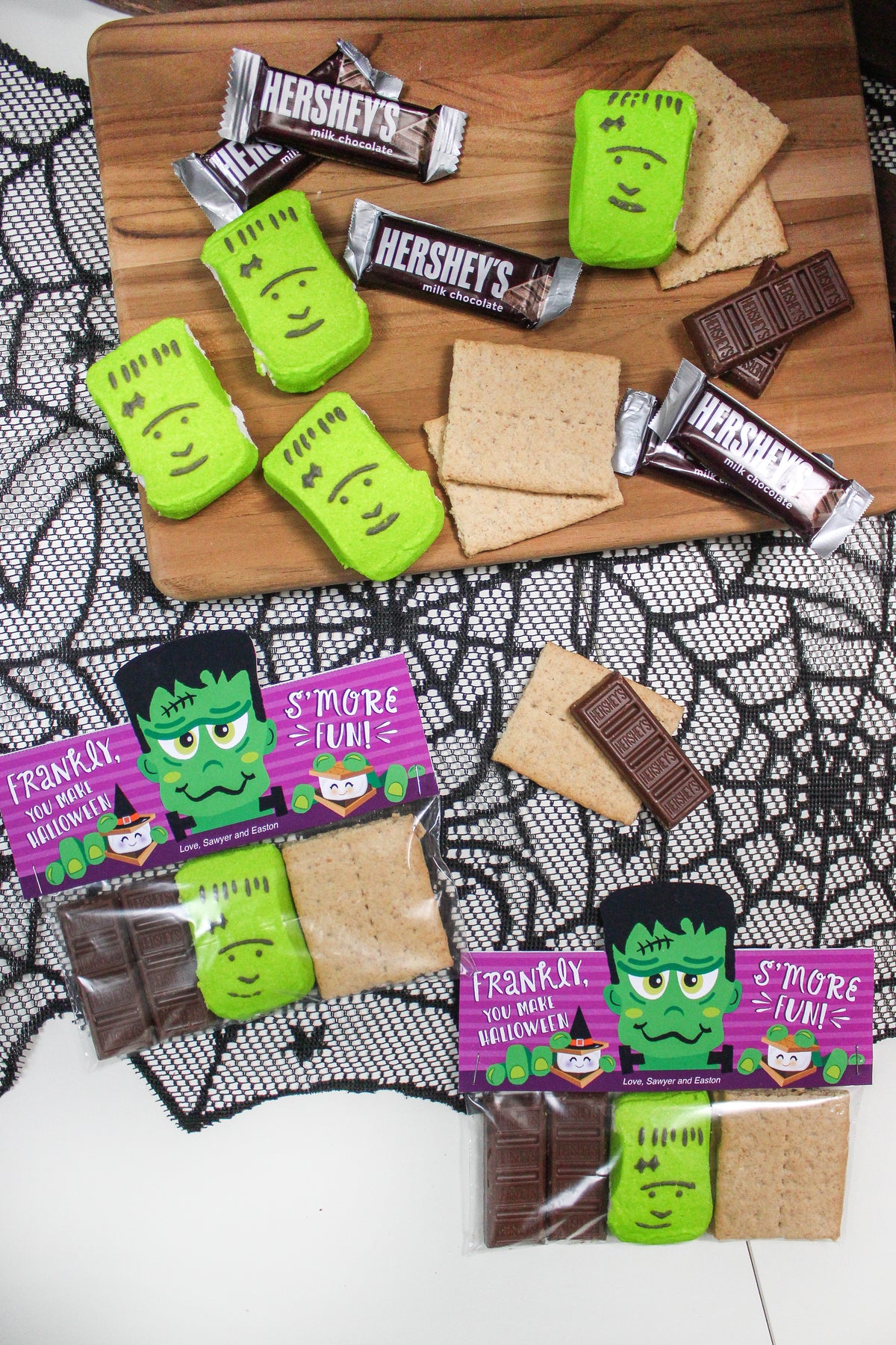 Frankenstein S'mores Halloween Treat Bag Topper