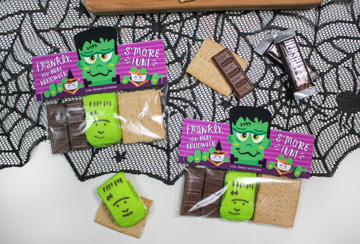 Frankenstein S'mores Halloween Treat Bag Topper