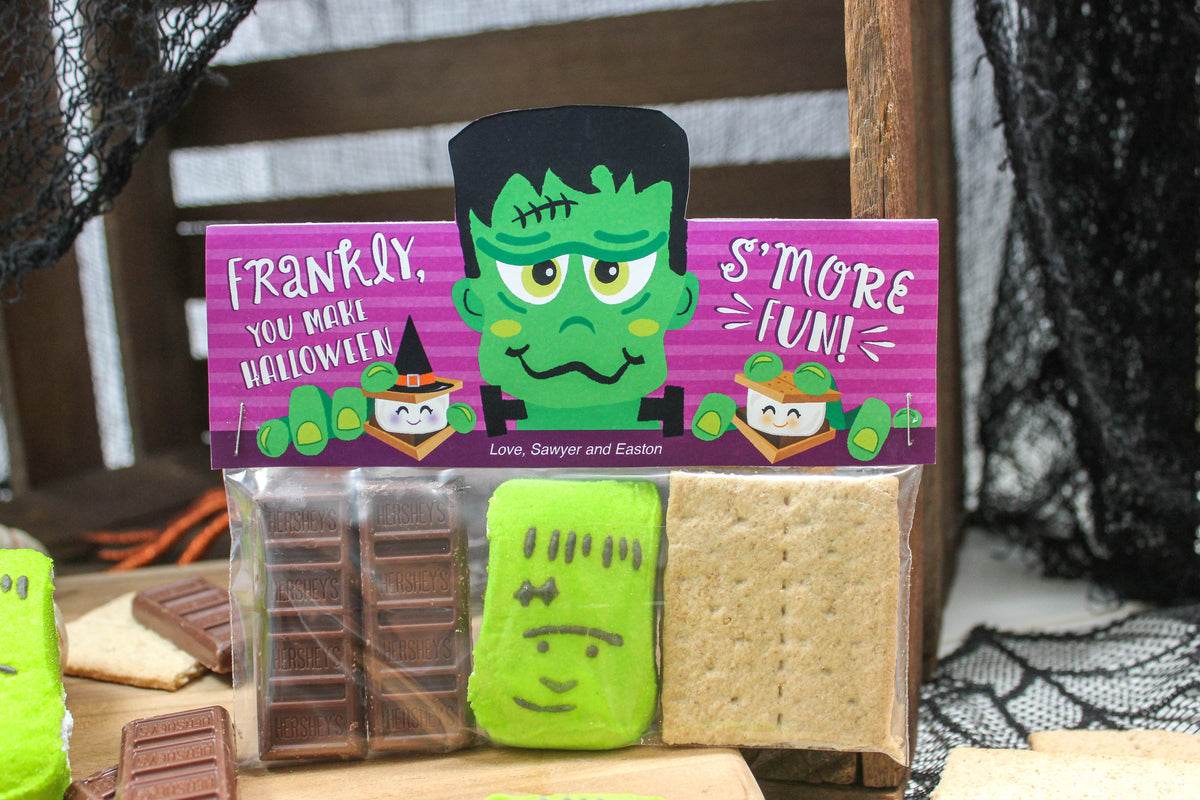 Frankenstein S'mores Halloween Treat Bag Topper