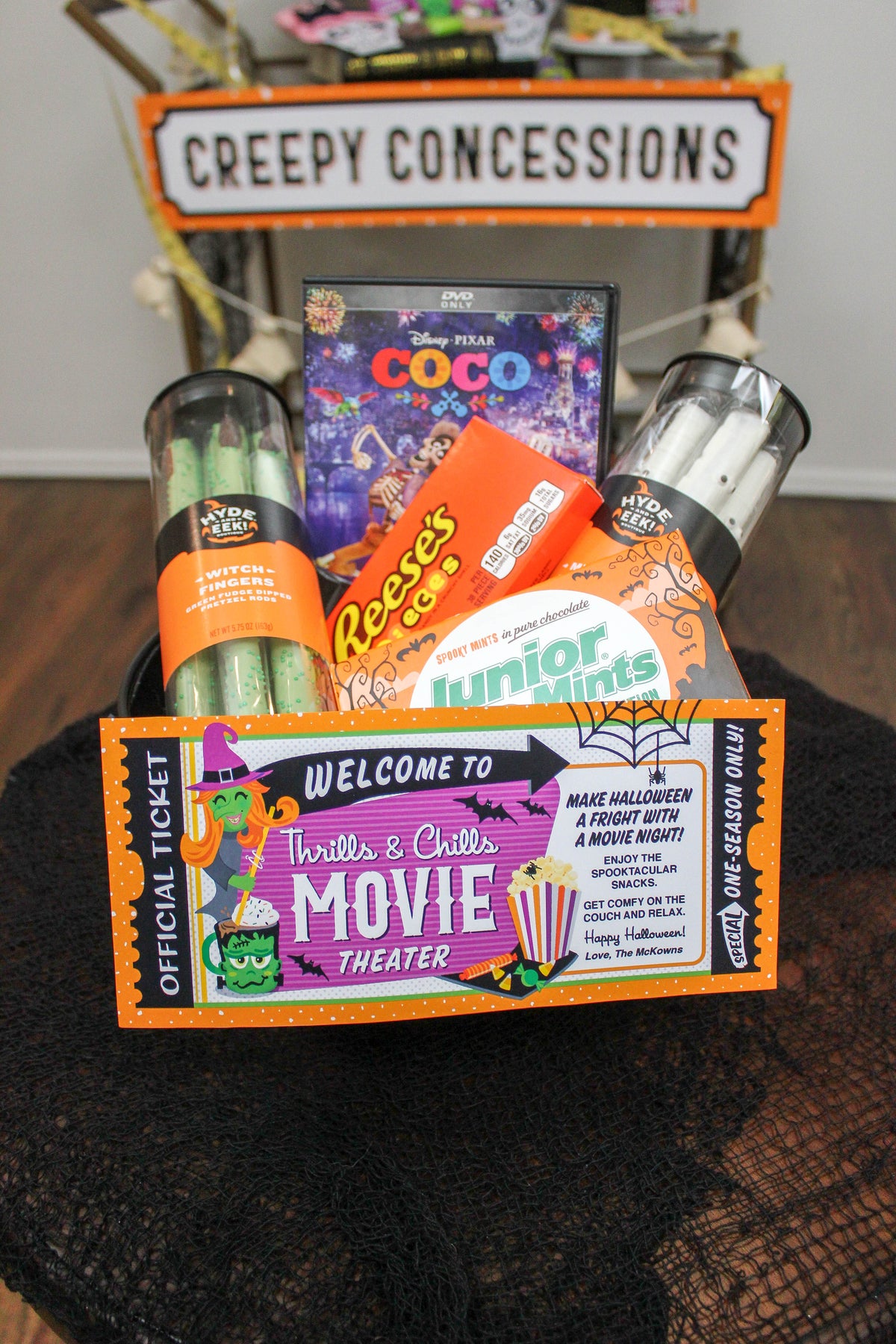 Halloween Movie Gift Basket Tag