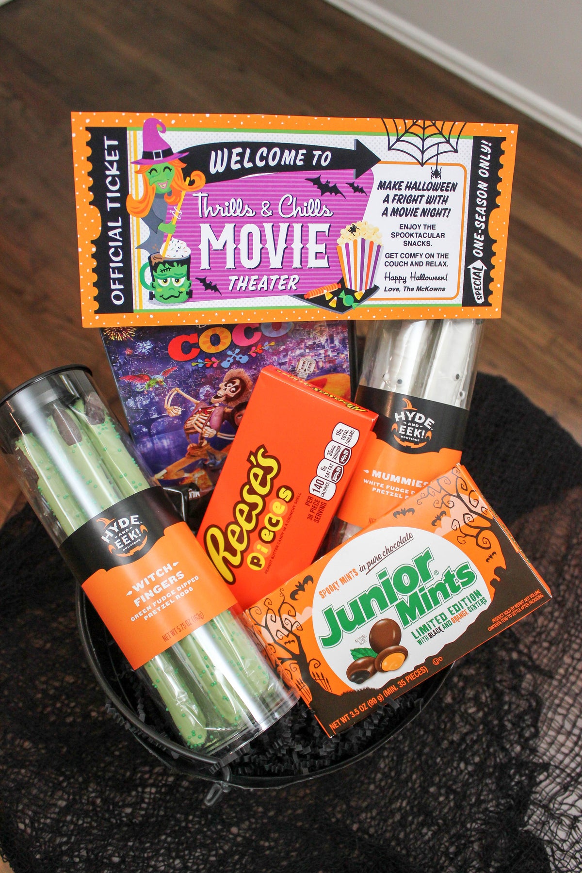 Halloween Movie Gift Basket Tag