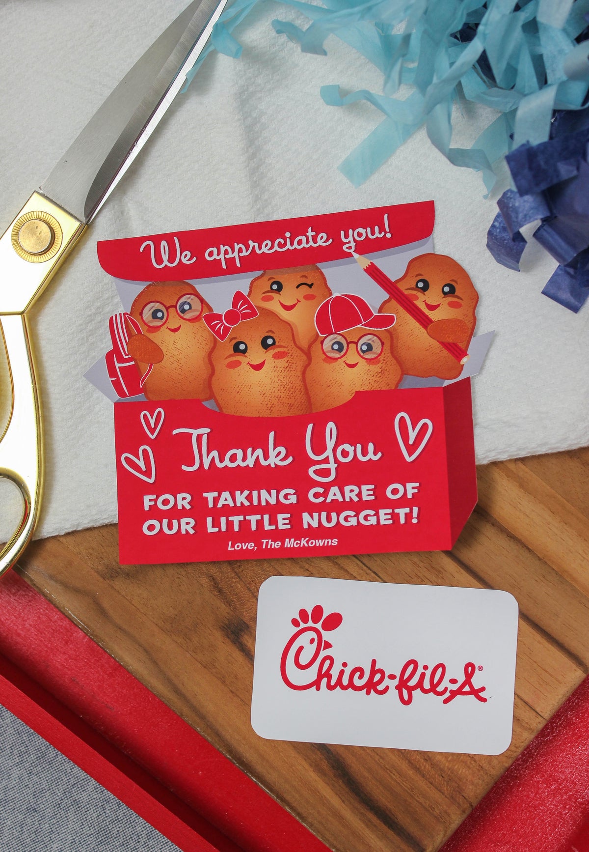 Teacher Appreciation Chicken Nugget Gift Card Holder