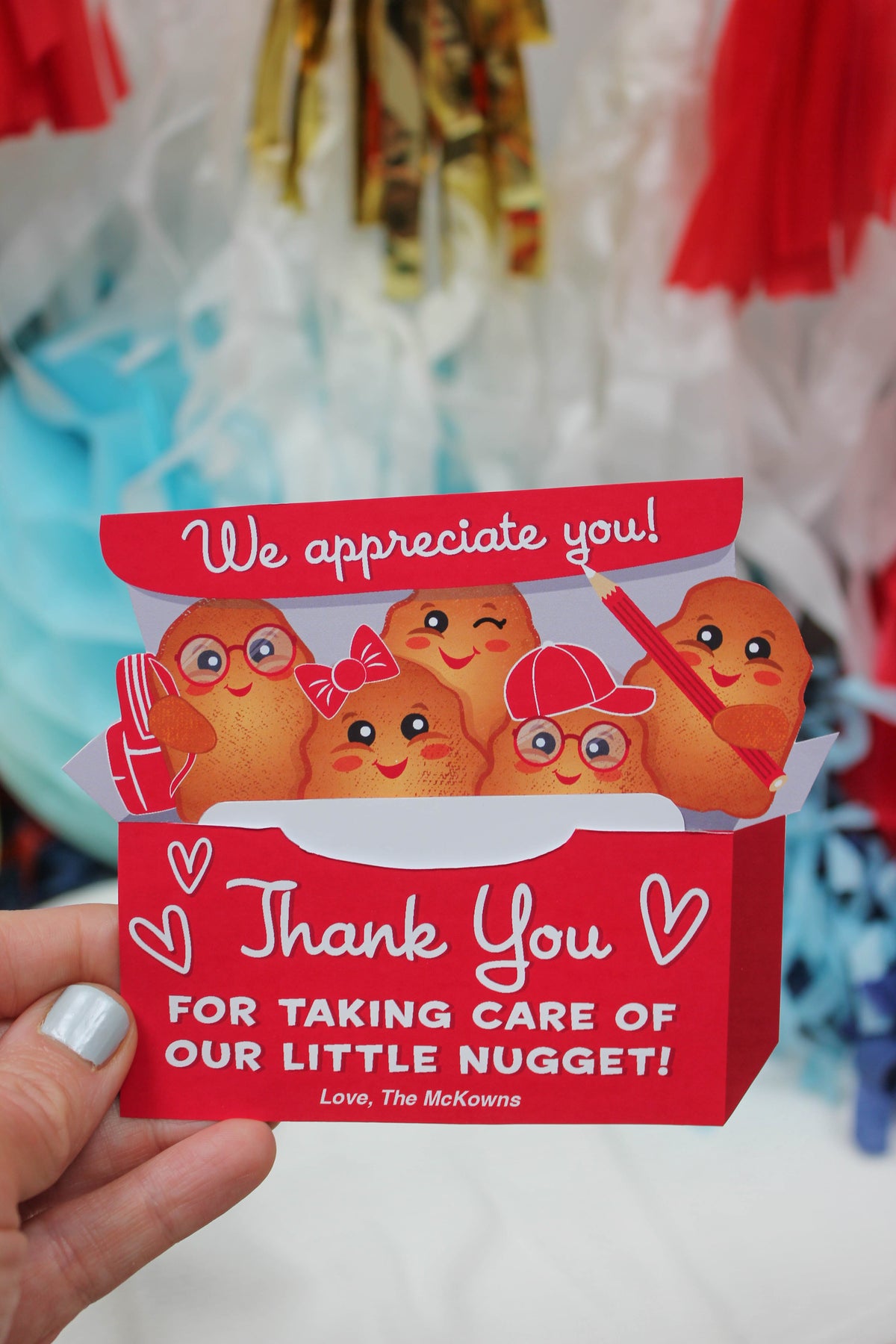 Teacher Appreciation Chicken Nugget Gift Card Holder