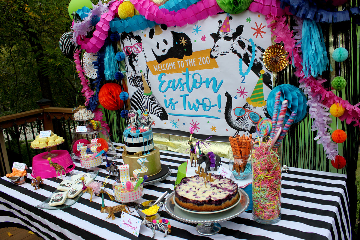 Party Animal Zoo Birthday Backdrop Sign