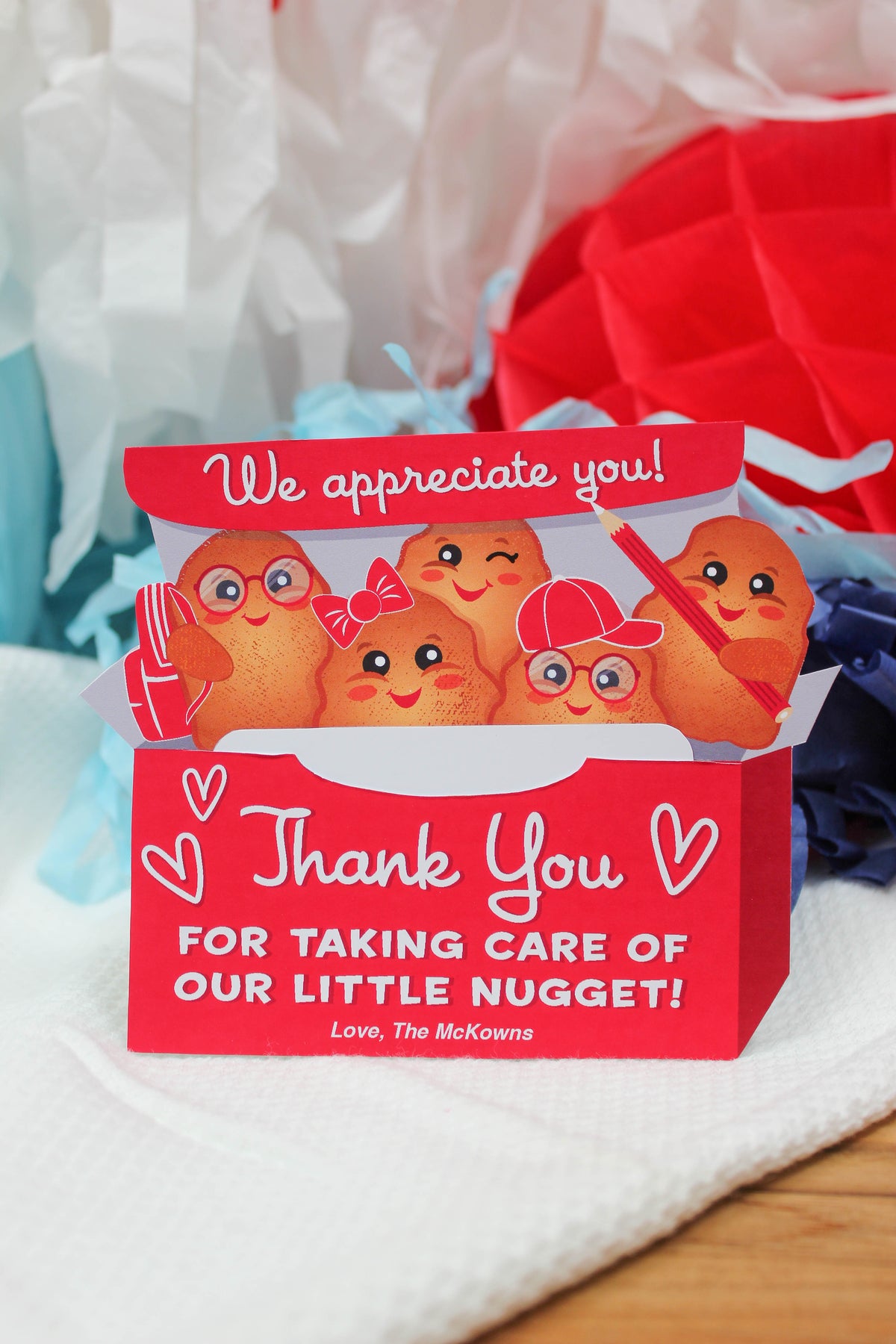 Teacher Appreciation Chicken Nugget Gift Card Holder