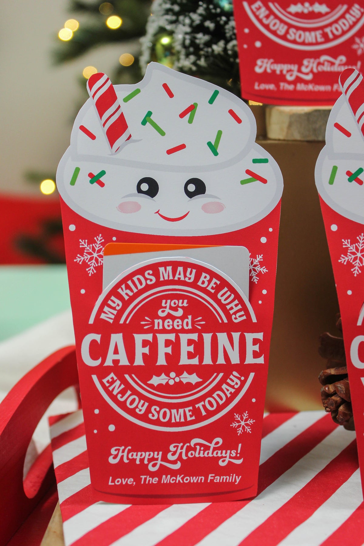 “Need Caffeine” Holiday Coffee Gift Card Holder