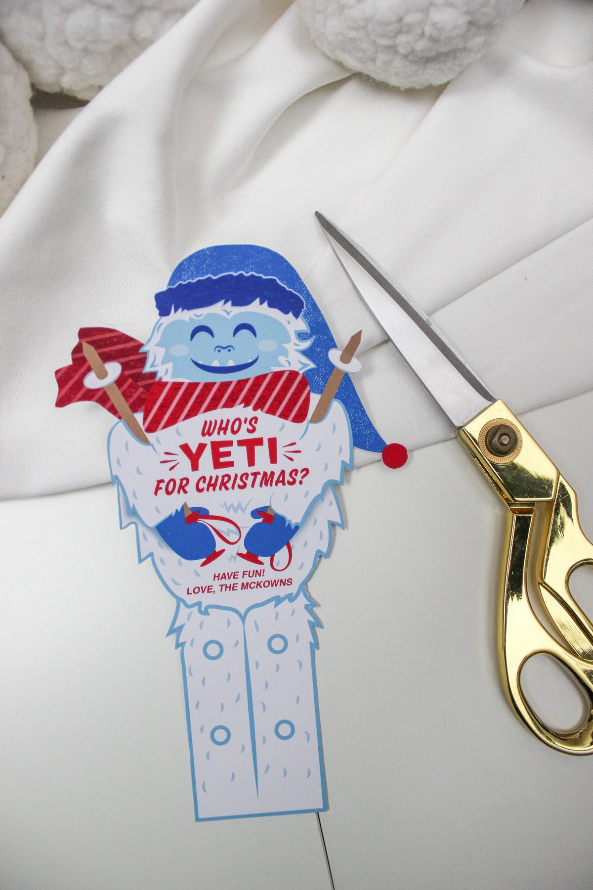 Skiing Yeti Candy Cane Christmas Treat