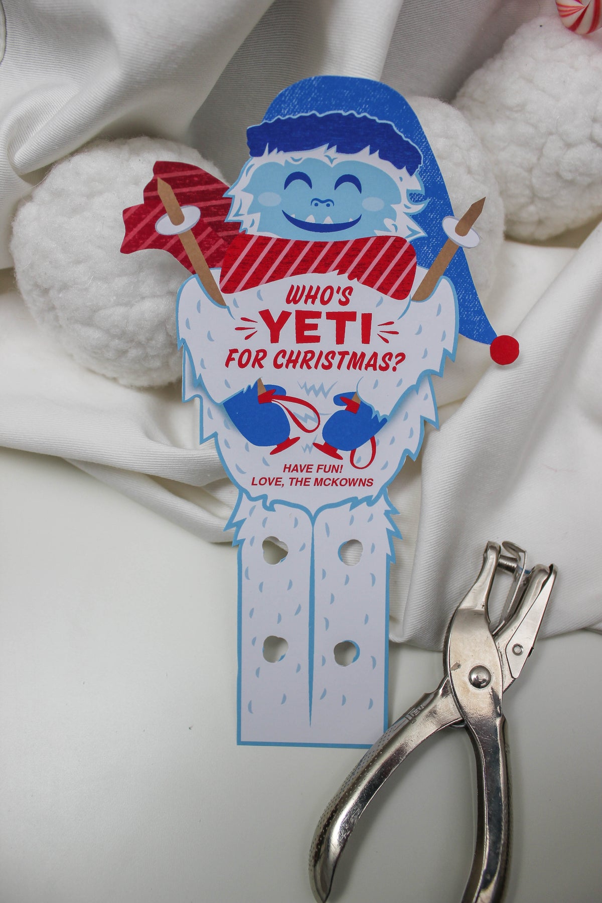 Skiing Yeti Candy Cane Christmas Treat