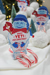 Skiing Yeti Candy Cane Christmas Treat