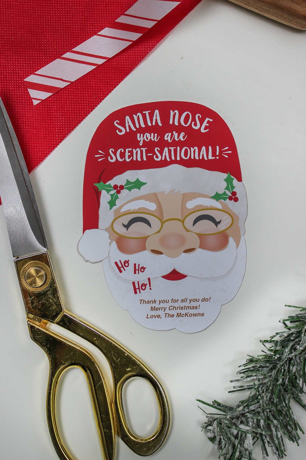 Santa Nose Scented Candle Gift Tag