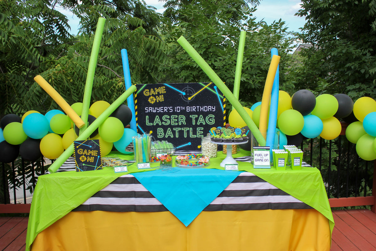 Laser Tag Party Backdrop Sign