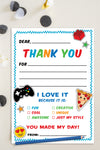 Video Game and Pizza Thank You Note