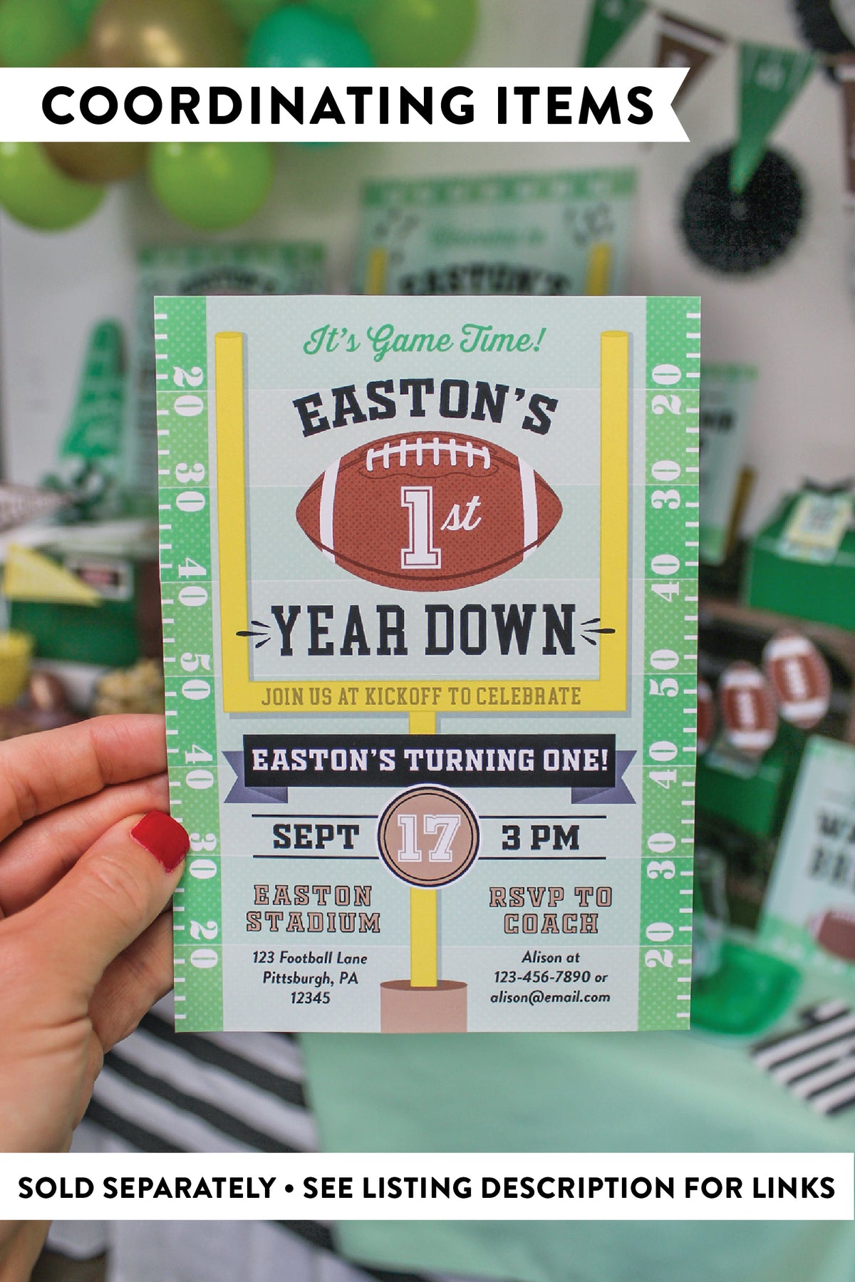 Football 1st Birthday Photo Poster: 12 Month Picture Display