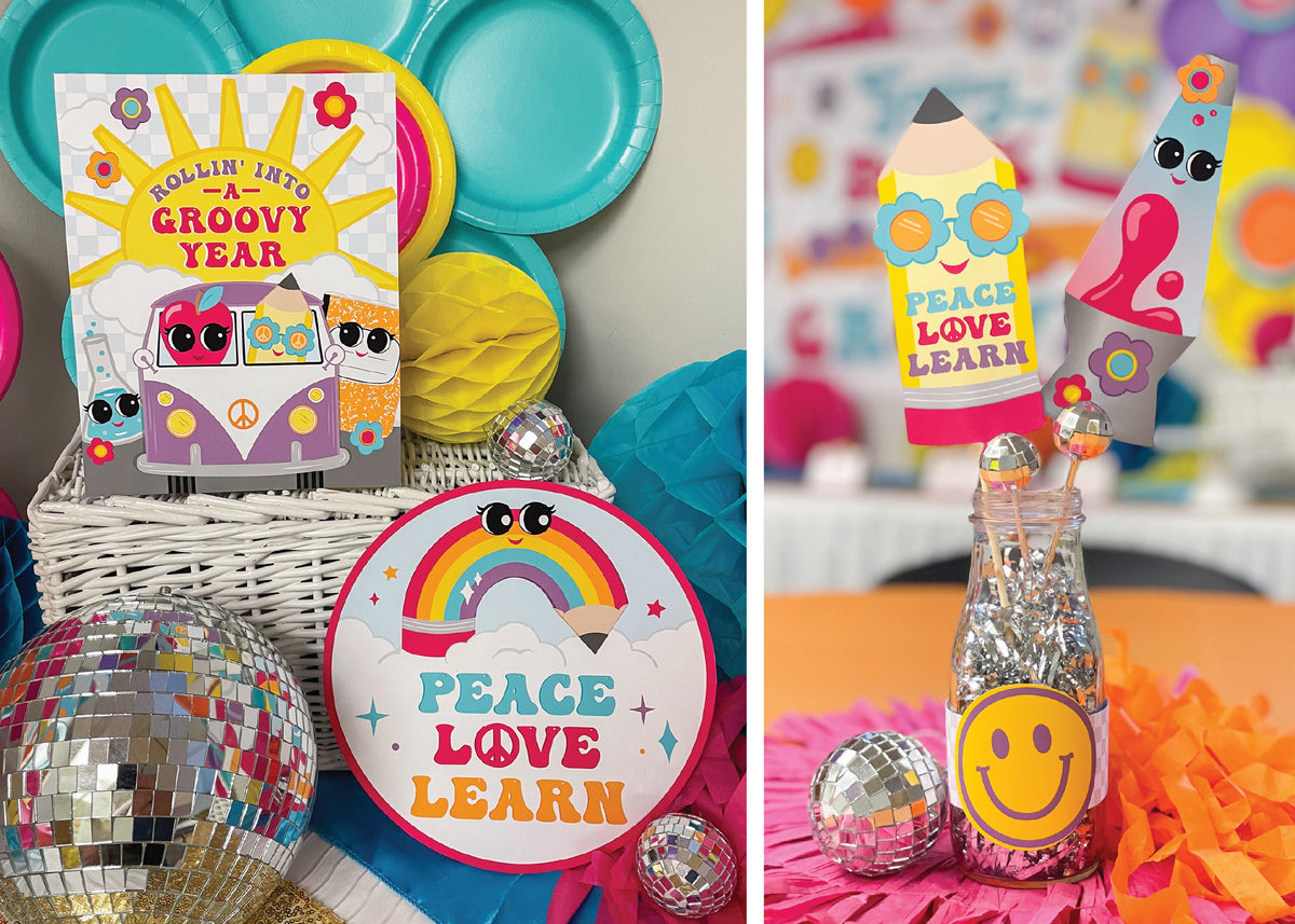 Back to School Teacher Appreciation Groovy 70s Decor Pack