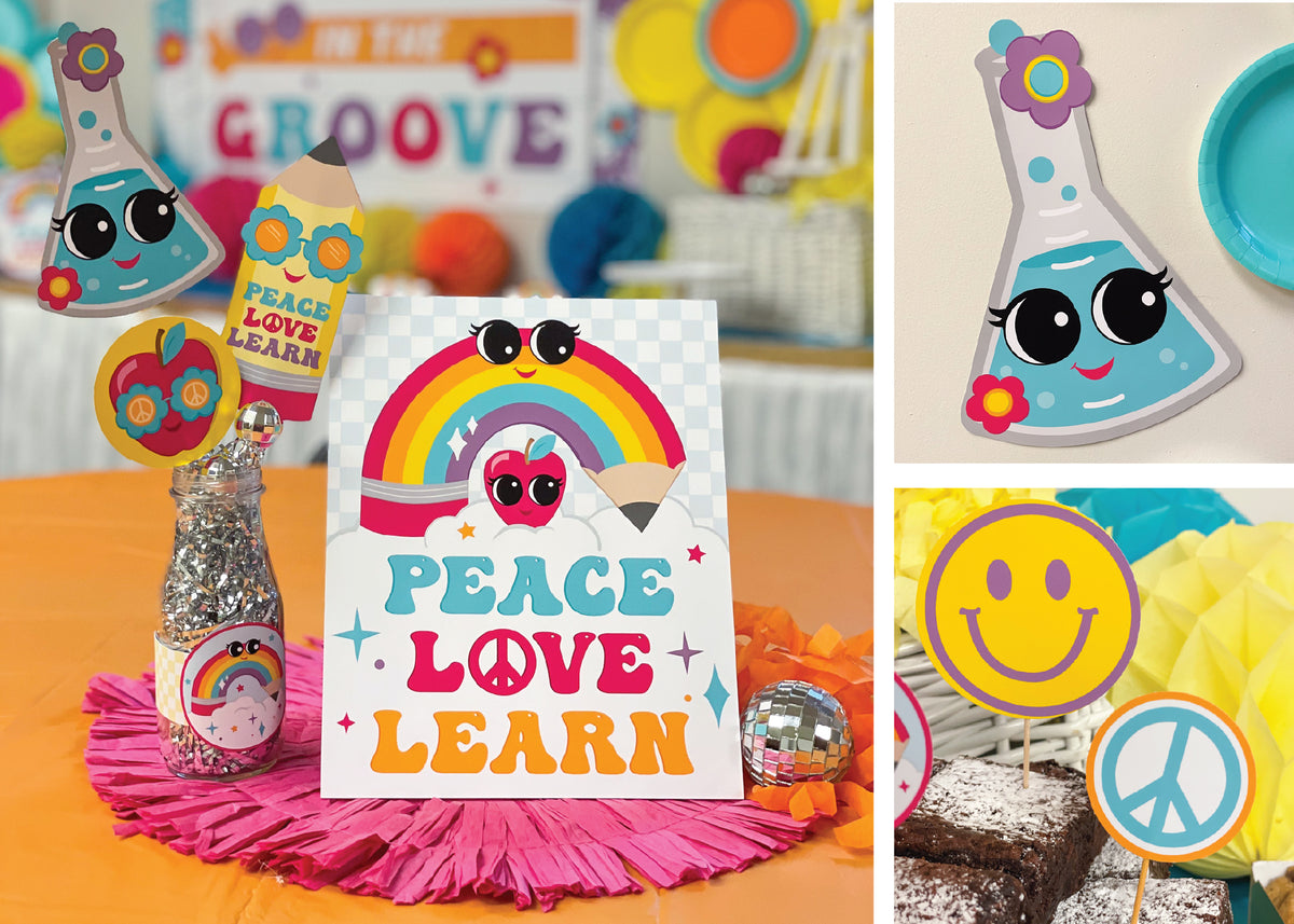 Back to School Teacher Appreciation Groovy 70s Decor Pack