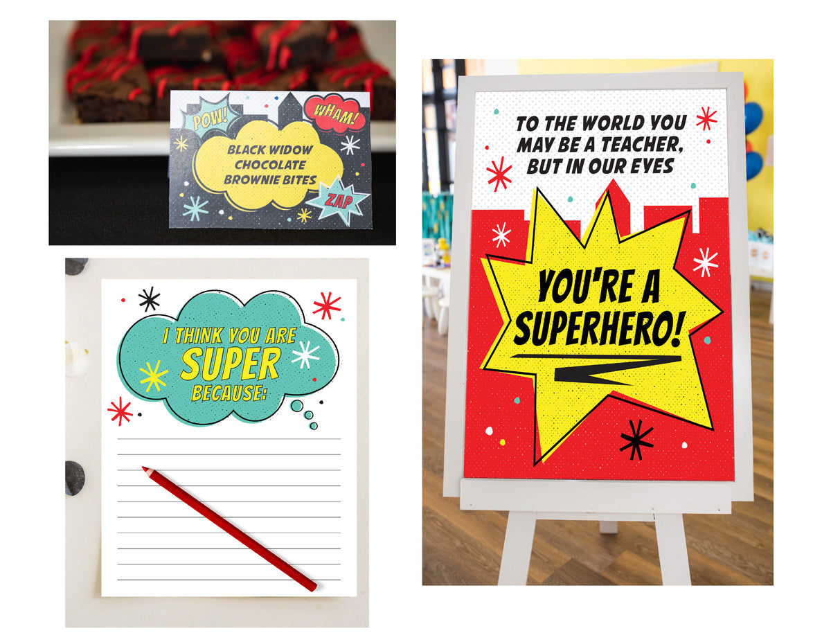 Teacher Appreciation Superhero Decor Pack